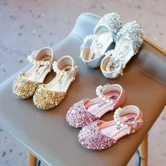 Summer Autumn Girls Leather Shoes Fashion Sequins Baby Girl Sandals Kids Princess Shoes Size 21 - 35 - SHOWLU FASHION STORE