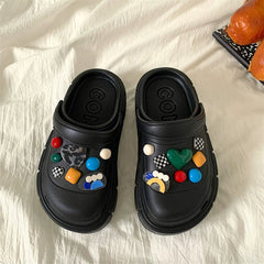 Summer DIY Black Beach Poop Feeling Platform Coros Shoes - SHOWLU FASHION STORE