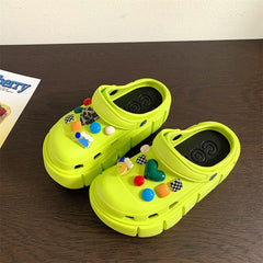 Summer DIY Black Beach Poop Feeling Platform Coros Shoes - SHOWLU FASHION STORE