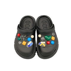 Summer DIY Black Beach Poop Feeling Platform Coros Shoes - SHOWLU FASHION STORE