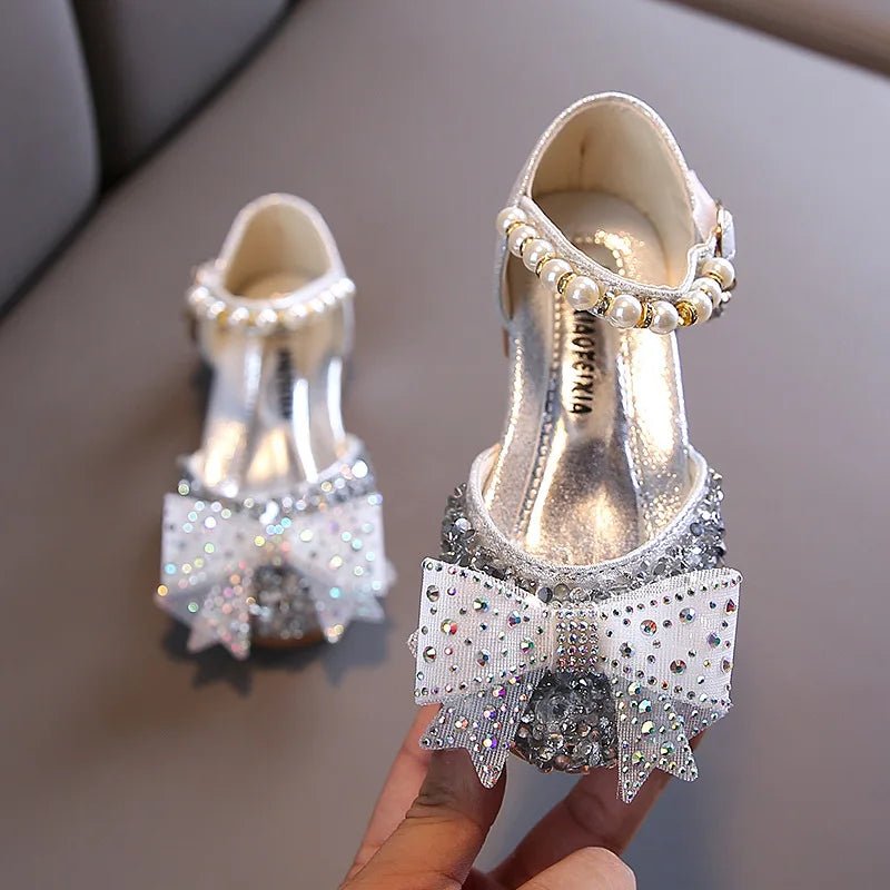 Summer Girls Sandals Fashion Sequins Rhinestone Bow Girls Princess Shoes Baby Girl Shoes Flat Heel Sandals Size 21 - 35 - SHOWLU FASHION STORE