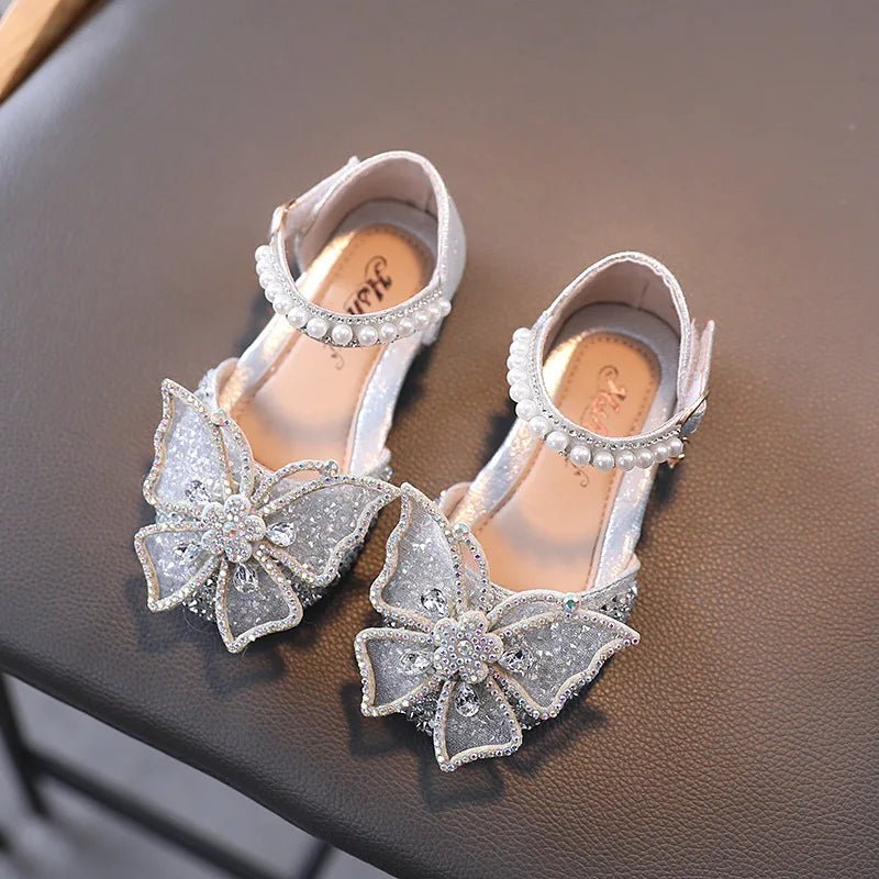 Summer Girls Sandals Fashion Sequins Rhinestone Bow Girls Princess Shoes Baby Girl Shoes Flat Heel Sandals Size 21 - 35 - SHOWLU FASHION STORE