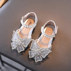 Summer Girls Sandals Fashion Sequins Rhinestone Bow Girls Princess Shoes Baby Girl Shoes Flat Heel Sandals Size 21 - 35 - SHOWLU FASHION STORE