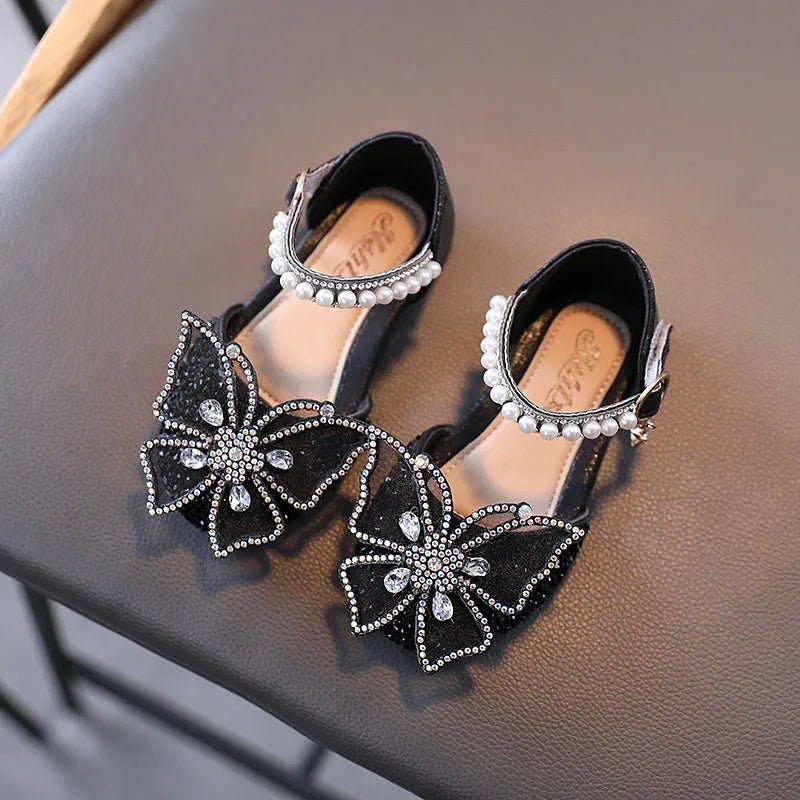 Summer Girls Sandals Fashion Sequins Rhinestone Bow Girls Princess Shoes Baby Girl Shoes Flat Heel Sandals Size 21 - 35 - SHOWLU FASHION STORE
