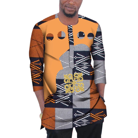 Summer Men Patchwork Top Tees Dashiki African Clothes Bazin Riche African Design Clothing Casual Cotton Mens Top Shirts WYN977 - SHOWLU FASHION STORE