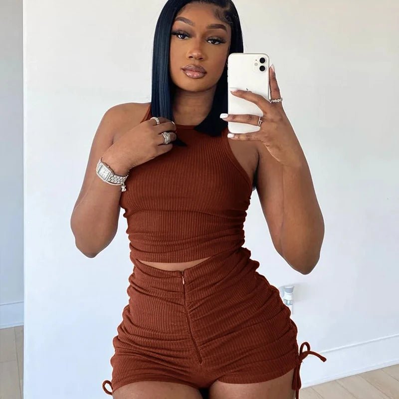 Summer New Sexy Women Jumpsuit Solid Sweet Spicy Sleeveless Drawstring Slim Fit Jumpsuit Fashion Casual Clothing - SHOWLU FASHION STORE