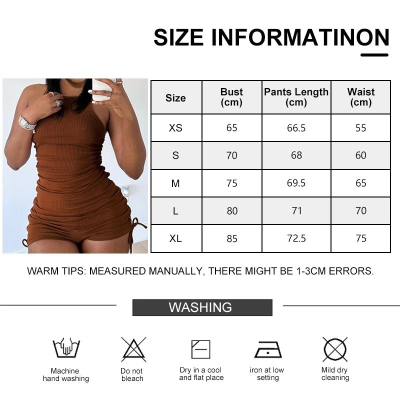 Summer New Sexy Women Jumpsuit Solid Sweet Spicy Sleeveless Drawstring Slim Fit Jumpsuit Fashion Casual Clothing - SHOWLU FASHION STORE