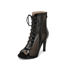 Summer Stiletto Peep - Toe Hollow Booties Jazz Dance Sandals - SHOWLU FASHION STORE