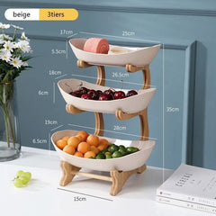 Table Plates Dinnerware Kitchen Fruit Bowl with Floors Partitioned Candy Cake Trays Wooden Tableware Dishes - SHOWLU FASHION STORE