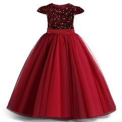 Teenage Girls Princess Dress for 5 - 14 Years Elegant White Long Party Dresses Children Sequins Wedding Evening Formal Prom Gown - SHOWLU FASHION STORE