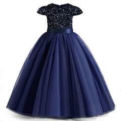 Teenage Girls Princess Dress for 5 - 14 Years Elegant White Long Party Dresses Children Sequins Wedding Evening Formal Prom Gown - SHOWLU FASHION STORE