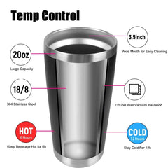 Thermal Mug 20oz Insulated Leakproof Beer Cups With Lids Drinkware Tumbler With Lids Vacuum Water Bottle Stainless Steel - SHOWLU FASHION STORE