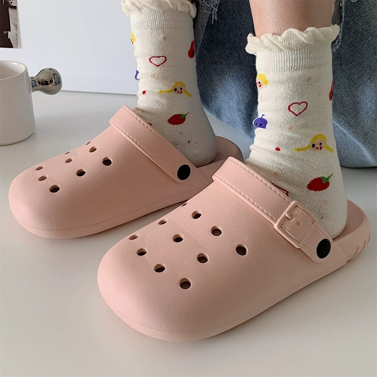 Thin Strip Eva Beach Sandals Ins Internet Hot Girlish Student Outdoor Soft Bottom Non Slip Matching Hole Shoes Female Summer - SHOWLU FASHION STORE