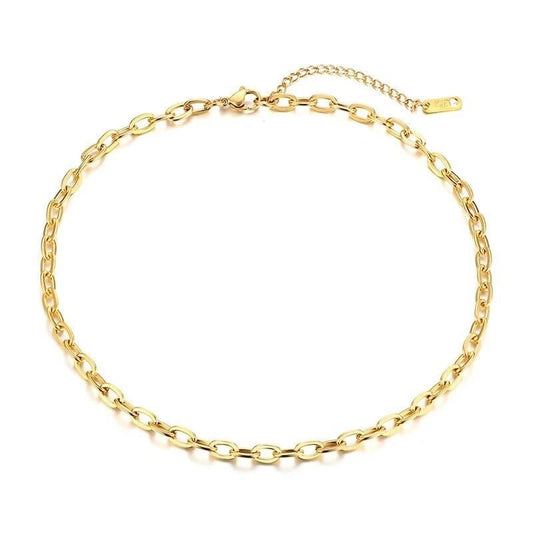 Titanium With 18K Gold Chains Necklace Women Stainless Steel Jewelry OL Designer T Show Runway Sweety Boho Japan Korean INS Hot - SHOWLU FASHION STORE