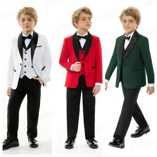 Top Quality Four Pieces Suit For Boys HH007 Coat Vest Pants Bow Tie Smart Elegant Party School Performance Costumes - SHOWLU FASHION STORE