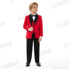 Top Quality Four Pieces Suit For Boys HH007 Coat Vest Pants Bow Tie Smart Elegant Party School Performance Costumes - SHOWLU FASHION STORE