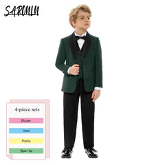 Top Quality Four Pieces Suit For Boys HH007 Coat Vest Pants Bow Tie Smart Elegant Party School Performance Costumes - SHOWLU FASHION STORE