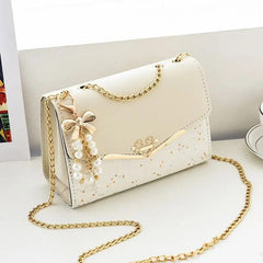 Trendy Fashion Ladies Crossbody Small Square Bag Girls Shoulder Bag Cross Square Tassel Pendant Sequin Embellished PU Polyester - SHOWLU FASHION STORE