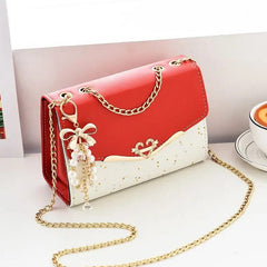 Trendy Fashion Ladies Crossbody Small Square Bag Girls Shoulder Bag Cross Square Tassel Pendant Sequin Embellished PU Polyester - SHOWLU FASHION STORE