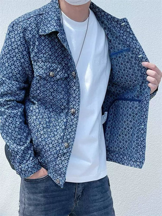 Trendy Spring and Autumn Full Printed Couple Coat Denim Jacket - SHOWLU FASHION STORE