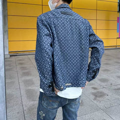 Trendy Spring and Autumn Full Printed Couple Coat Denim Jacket - SHOWLU FASHION STORE