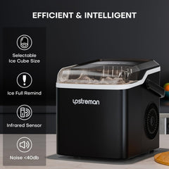 Upstreman Y90 Countertop Ice Maker, Self - Cleaning Ice Cube Maker Machine, Max 26Lbs/Day, 9 Ice Cubes Ready in 6 Mins, Portable Bullet Ice Maker for Home - SHOWLU FASHION STORE