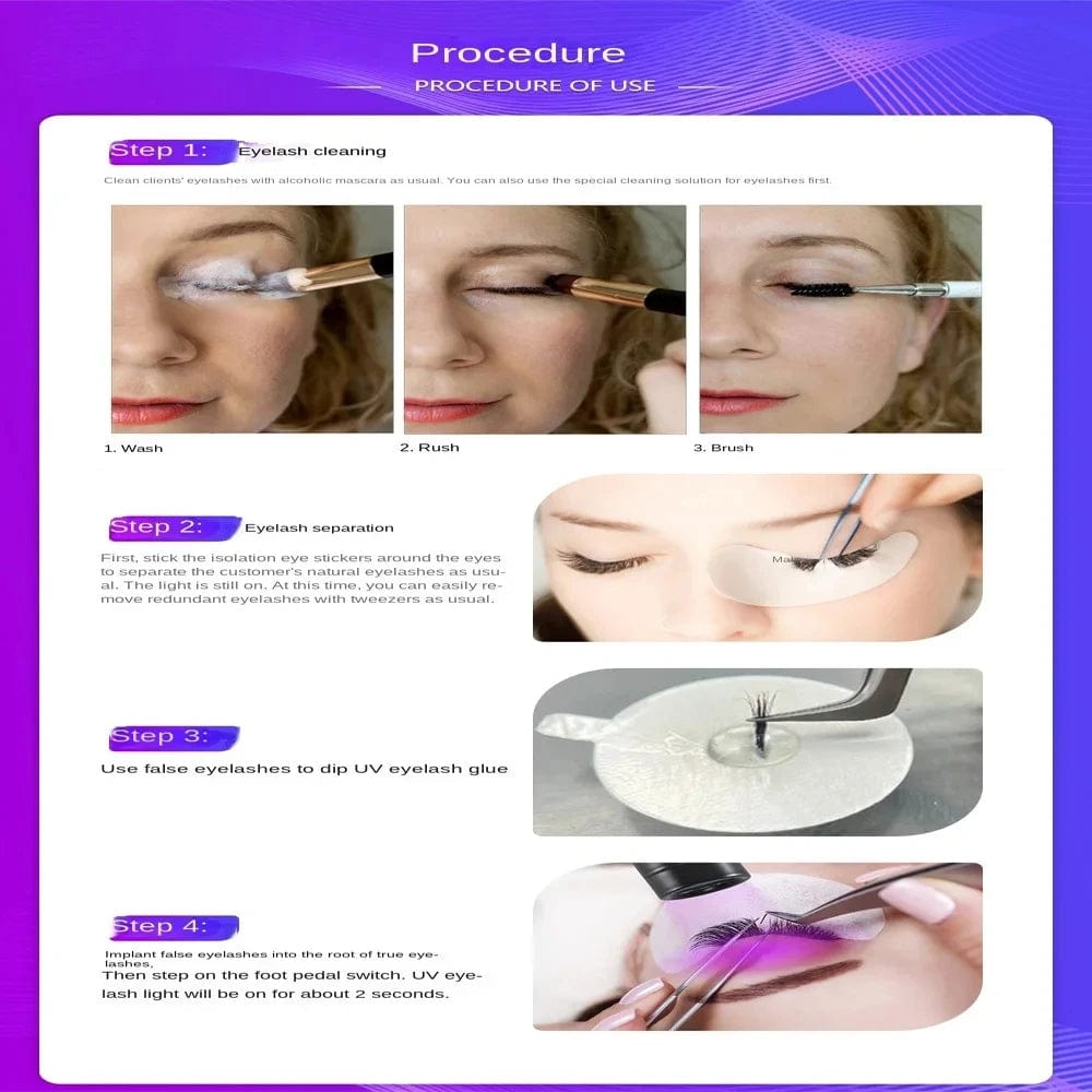 USB UV Ultraviolet Light LED UV Glue Curing Light Beauty Eyelash manicure False Eyelashes Grafting Foot Step Switch Floor Lamp - SHOWLU FASHION STORE