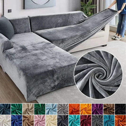 Velvet Sofa Cover Thick Elastic 1/2/3/4 Seater Sofa Cover for Living Room Velvet Plush L Shaped Corner Sofa Cover Couch Cover - SHOWLU FASHION STORE