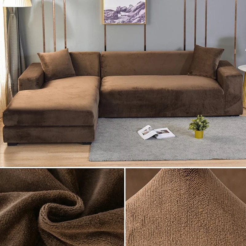 Velvet Sofa Cover Thick Elastic 1/2/3/4 Seater Sofa Cover for Living Room Velvet Plush L Shaped Corner Sofa Cover Couch Cover - SHOWLU FASHION STORE