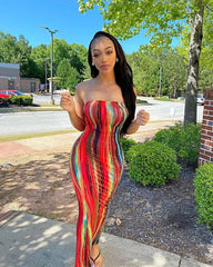 Vibrant Tie - Dye Off - Shoulder Dress - SHOWLU FASHION STORE