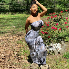 Vibrant Tie - Dye Off - Shoulder Dress - SHOWLU FASHION STORE