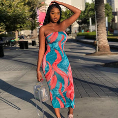 Vibrant Tie - Dye Off - Shoulder Dress - SHOWLU FASHION STORE