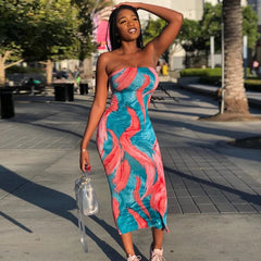 Vibrant Tie - Dye Off - Shoulder Dress - SHOWLU FASHION STORE