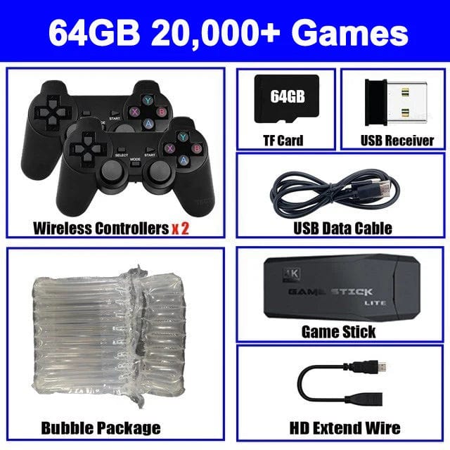 Video Game Console Built - in 40000 Games Wireless Controller TV Game Stick 4K HD Retro Mini Handheld Game Player - SHOWLU FASHION STORE