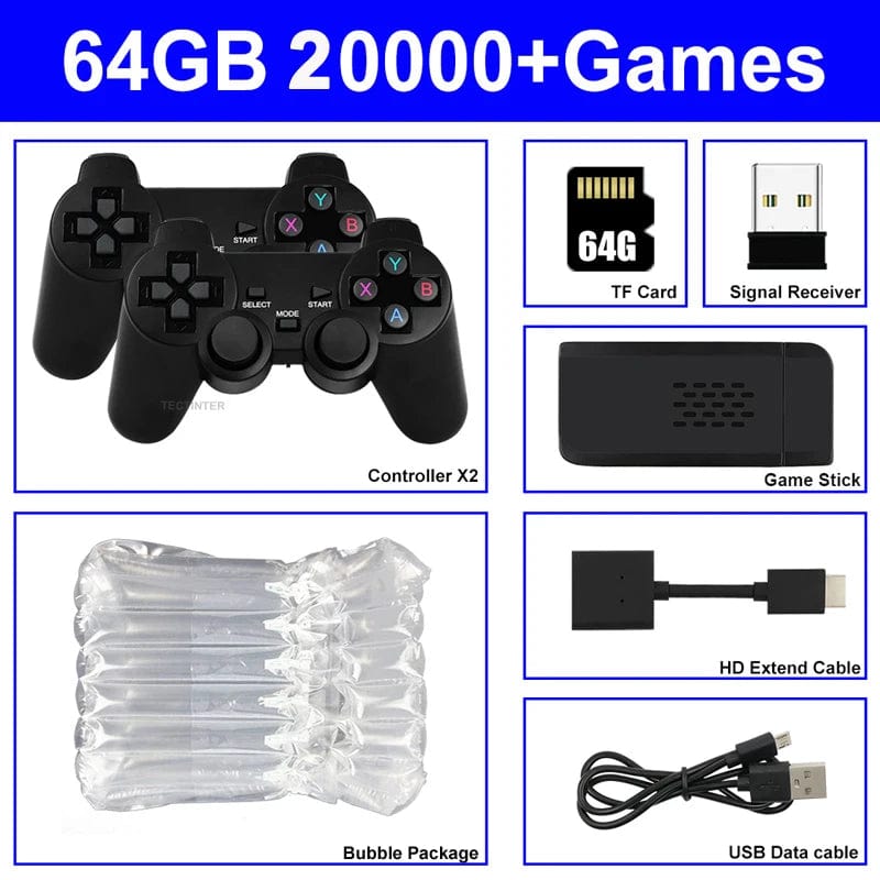 Video Game Console Built - in 40000 Games Wireless Controller TV Game Stick 4K HD Retro Mini Handheld Game Player - SHOWLU FASHION STORE
