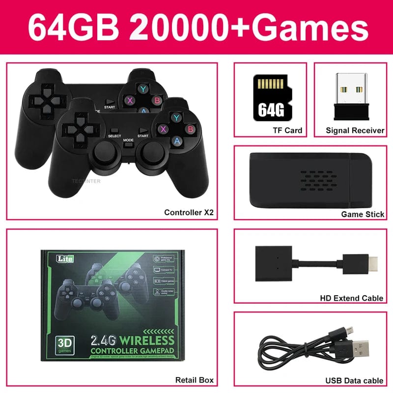 Video Game Console Built - in 40000 Games Wireless Controller TV Game Stick 4K HD Retro Mini Handheld Game Player - SHOWLU FASHION STORE