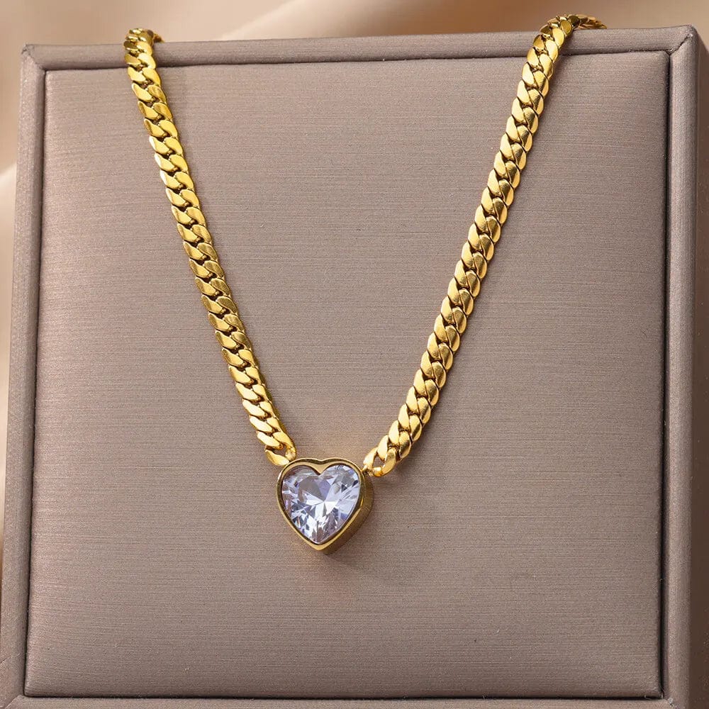 Vintage Rust Steel Zircon Necklace Flat Snake Bone Chain Blade Chain Square Emerald Pendant Necklace Women Dropshipping - SHOWLU FASHION STORE