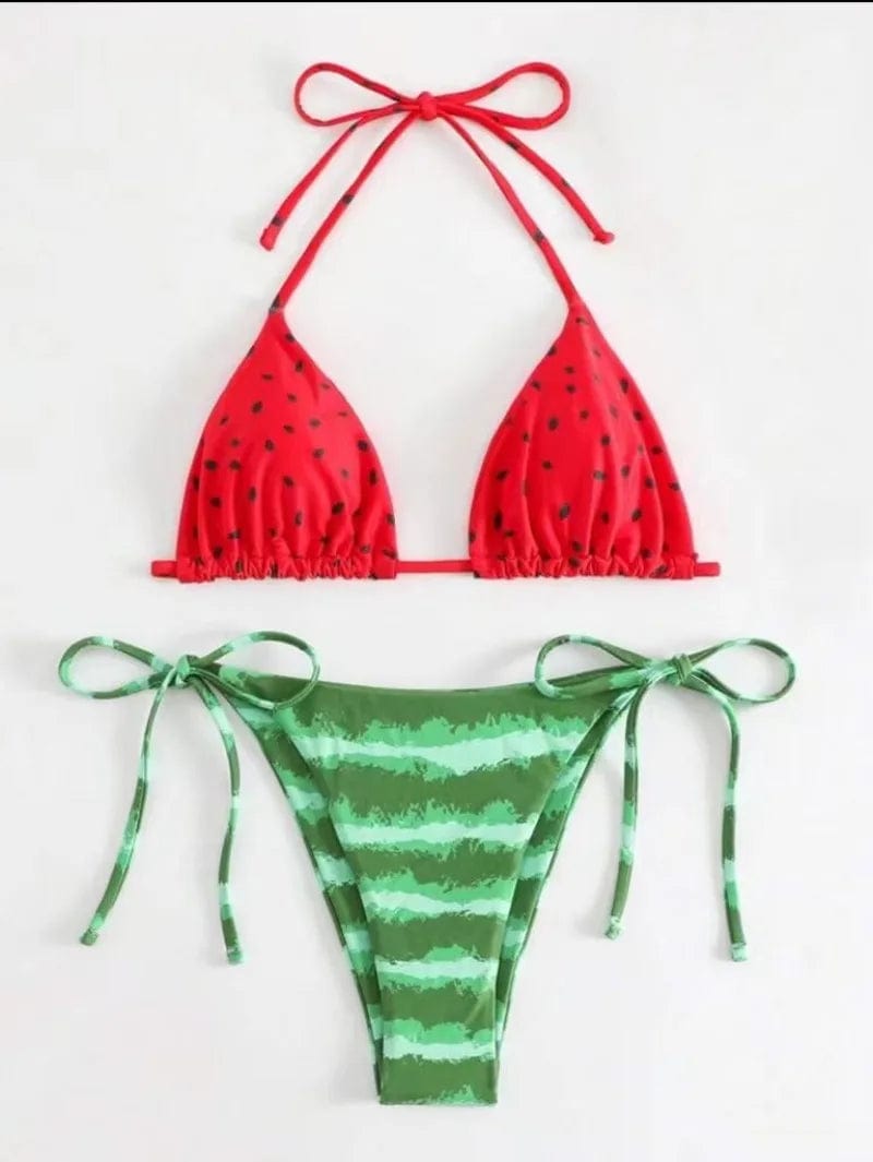 Watermelon Print Halter Micro Bikini - SHOWLU FASHION STORE