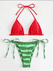 Watermelon Print Halter Micro Bikini - SHOWLU FASHION STORE