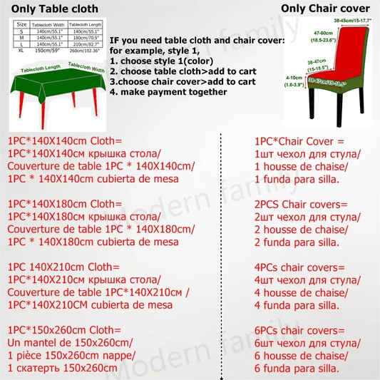 Waterproof Christmas Dining Tablecloth / Xmas Gifts Dining Chair Covers Christmas Table Decoration Cover Cloth Home Party Decor - SHOWLU FASHION STORE