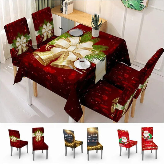 Waterproof Christmas Dining Tablecloth / Xmas Gifts Dining Chair Covers Christmas Table Decoration Cover Cloth Home Party Decor - SHOWLU FASHION STORE