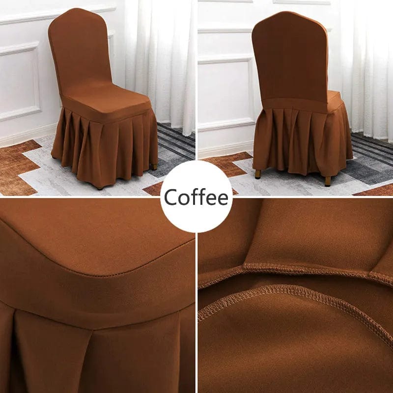 Wedding Chair Cover Party Decoration Spandex With Skirt Pleated Use Elastic Stretch Dining Luxury Birthday Hotel Banquet - SHOWLU FASHION STORE