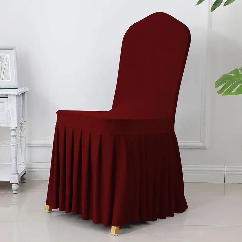Wedding Chair Cover Party Decoration Spandex With Skirt Pleated Use Elastic Stretch Dining Luxury Birthday Hotel Banquet - SHOWLU FASHION STORE