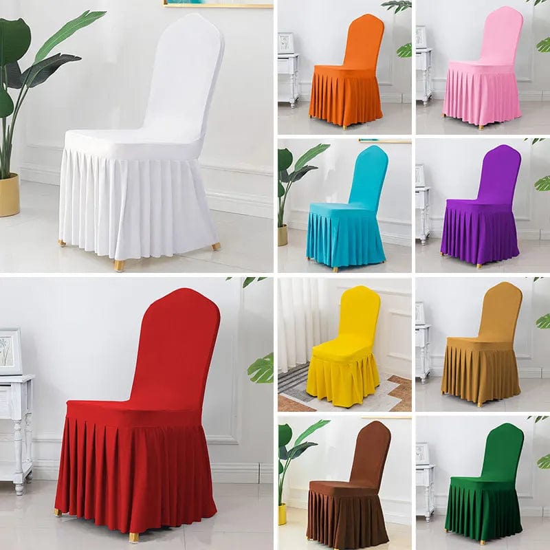 Wedding Chair Cover Party Decoration Spandex With Skirt Pleated Use Elastic Stretch Dining Luxury Birthday Hotel Banquet - SHOWLU FASHION STORE