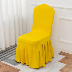 Wedding Chair Cover Party Decoration Spandex With Skirt Pleated Use Elastic Stretch Dining Luxury Birthday Hotel Banquet - SHOWLU FASHION STORE