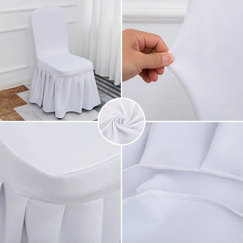 Wedding Chair Cover Party Decoration Spandex With Skirt Pleated Use Elastic Stretch Dining Luxury Birthday Hotel Banquet - SHOWLU FASHION STORE