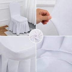 Wedding Chair Cover Party Decoration Spandex With Skirt Pleated Use Elastic Stretch Dining Luxury Birthday Hotel Banquet - SHOWLU FASHION STORE