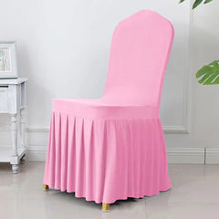 Wedding Chair Cover Party Decoration Spandex With Skirt Pleated Use Elastic Stretch Dining Luxury Birthday Hotel Banquet - SHOWLU FASHION STORE