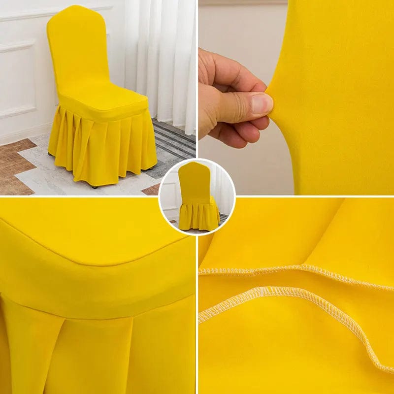 Wedding Chair Cover Party Decoration Spandex With Skirt Pleated Use Elastic Stretch Dining Luxury Birthday Hotel Banquet - SHOWLU FASHION STORE