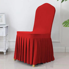 Wedding Chair Cover Party Decoration Spandex With Skirt Pleated Use Elastic Stretch Dining Luxury Birthday Hotel Banquet - SHOWLU FASHION STORE